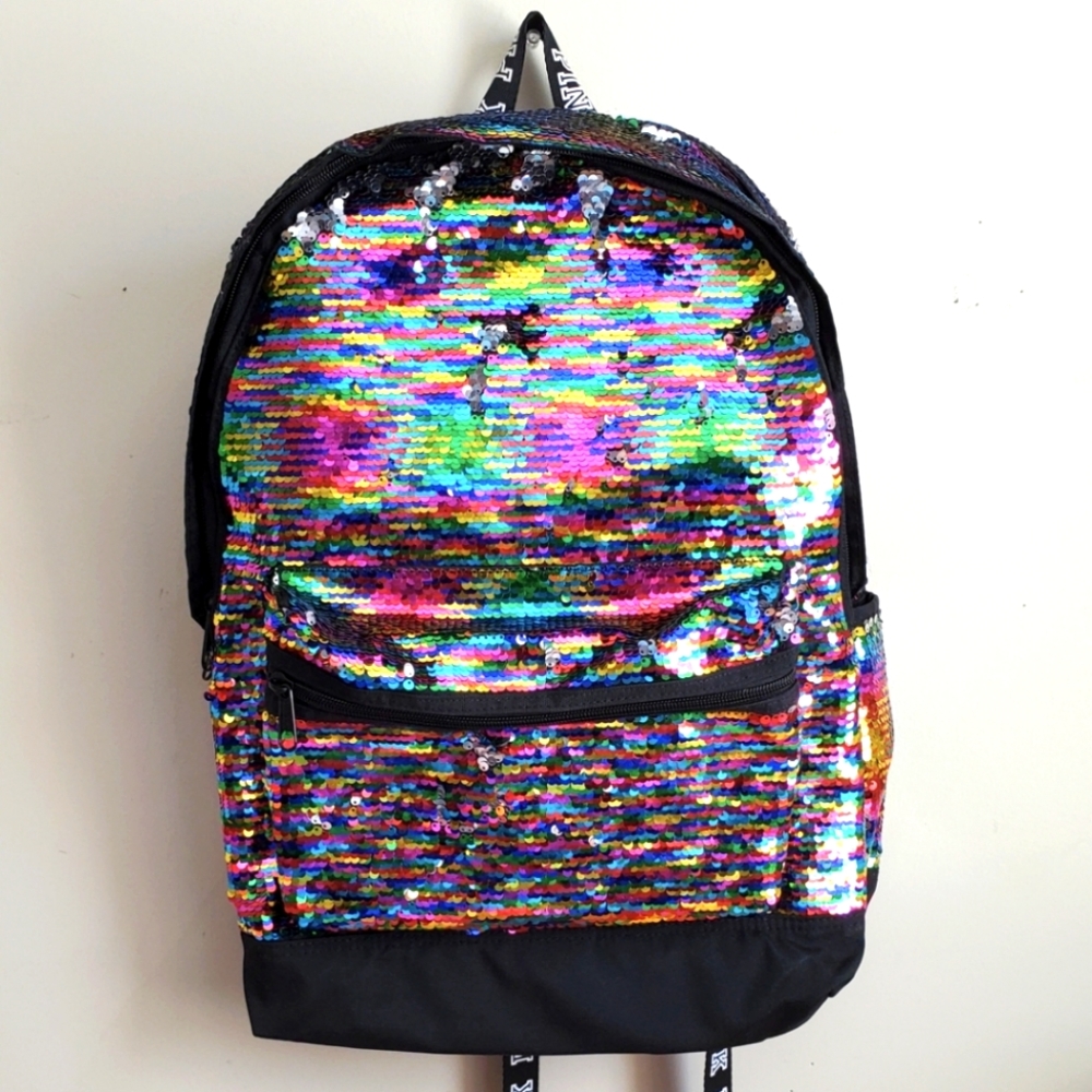 PINK VICTORIA'S SECRET SEQUINS BACKPACK - Picture 2 of 5